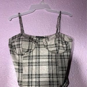 XL plaid corset croptop